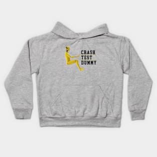 Crash Test Dummy Yellow Crash Test Man Facing Side Way With White Text At Side Kids Hoodie